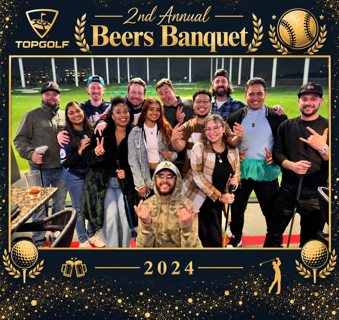 Boathouse Beers teammates and friends together at Topgolf for the 2024 team banquet