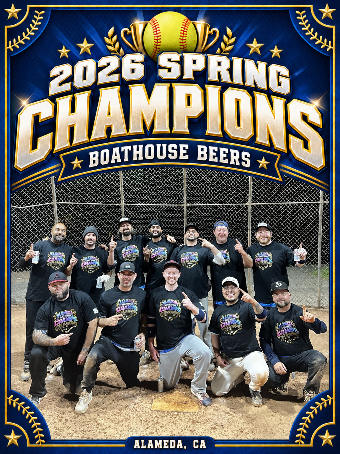 The Boathouse Beers Spring 2026 champions posing together at Washington Park